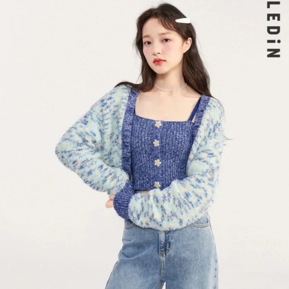 Ledin | Two-piece daisy tank top and cardigan set